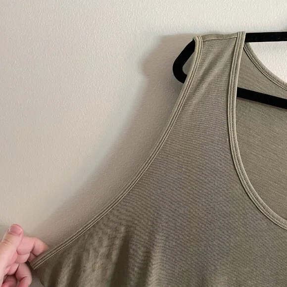 Athleta Sz 3X Olive Green Cotton Lightweight Scoop Neck Organic Daily Tank Top - Picture 6 of 11